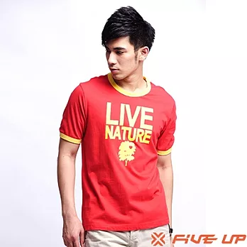 【FIVE UP】天然生活棉圓領Tee-男(火熱紅)M火熱紅-M