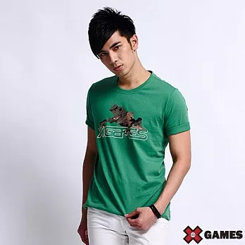 【美國X GAMES】極速青蛙棉圓領Tee-男(森林綠)L森林綠-L