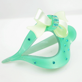 【Haface髮飾】可愛蝴蝶結水鑽抓夾 (深綠)