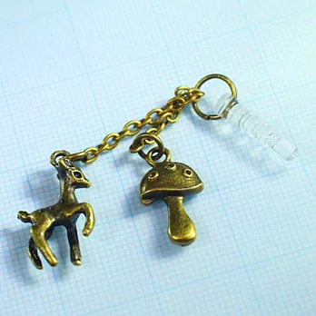 蘑菇與小鹿手機防塵塞吊飾‧輕靈之森手工療癒系