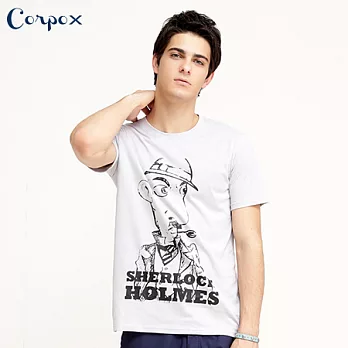 【Corpo X】男款涼感圖T-福爾摩斯2XL米灰