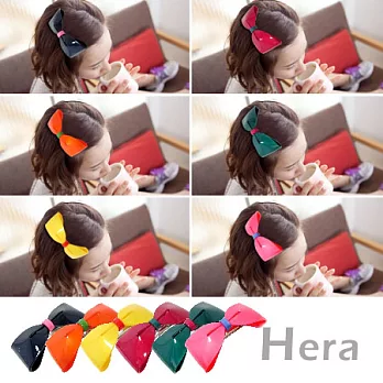 【Hera】赫拉 韓國飾品螢光糖果大蝴蝶結邊夾/髮夾(六色任選)女王紅