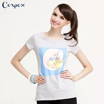 【Corpo X】女款涼感圖T-因為愛2XL米灰