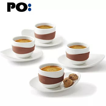 PO:葉子時尚杯四入組 (咖啡色)