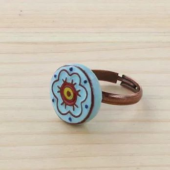 藍色圓型B‧輕靈之森樸真陶土戒指