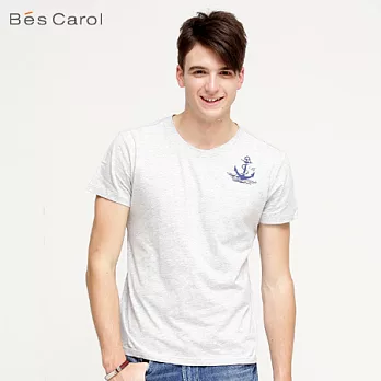 【Bés Carol】男式海錨印花短袖T恤L麻灰