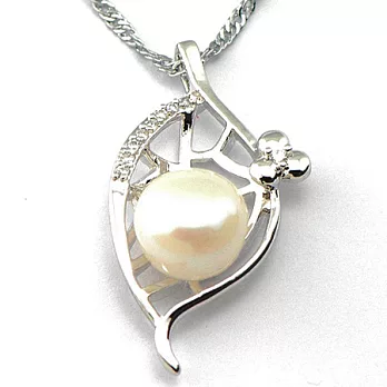 【山本美樹】葉緣晨珠 淡水珍珠項鍊(銀色)