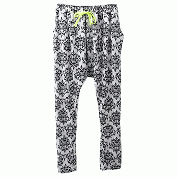 ROSE.舒服感花紋抽繩哈倫褲冰箱褲2色白系