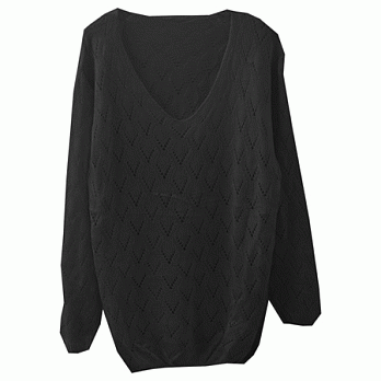 ROSE.甜色v領菱紋針織上衣4色黑系