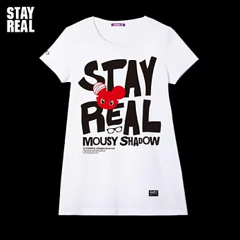 STAYREAL [ShadoW!] 影子小鼠淘氣文字Tee - 紫標版型XS白色