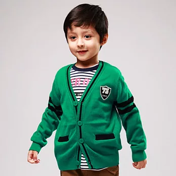 【C.H.K.】男童V領撞色針織開襟衫115深綠