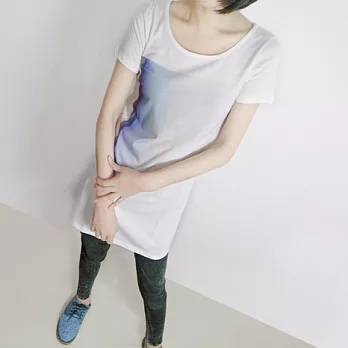【Ian Design】 掃描 scan 有機棉長版短袖T Organic Cotton S純白