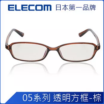 ELECOM 抗藍光眼鏡透明方棕