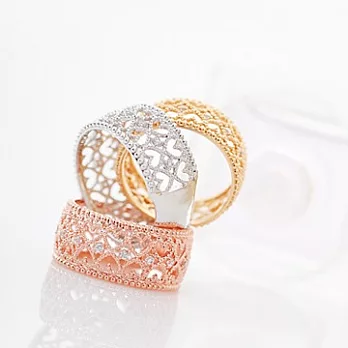 Enya★清新亮麗雙排愛心水鑽鏤空戒指銀色