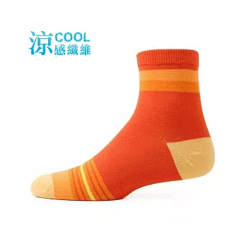 【 PuloG 】涼感亮彩漸層短筒襪-女-亮橘