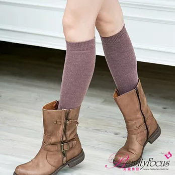 BeautyFocus台灣製混紡兔毛中統保暖襪4946素面款FREE珊瑚粉