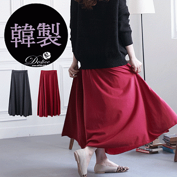 ROSE.韓國 不透明彈性長裙2色酒紅系