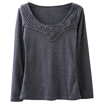 ROSE.女孩磨毛花領長T5色 灰系