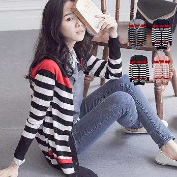 ROSE.微涼配色系V領口袋針織外套4色 黑系