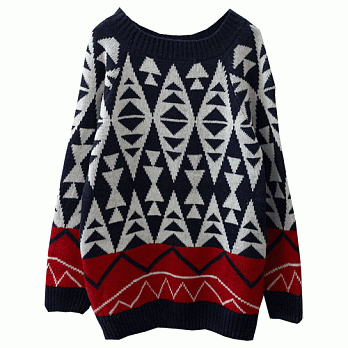 ROSE.自然感三角紋接色毛衣4色 黑系