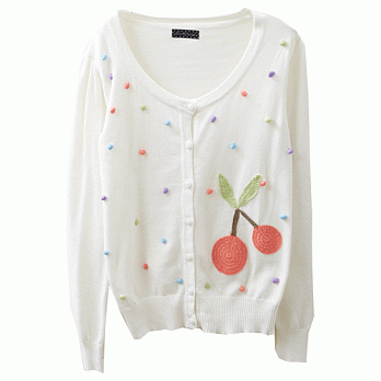 ROSE.水彩色立體櫻桃針織外套2色 白系