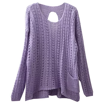 ROSE．風尚美背粗鉤針織毛衣3色 紫系
