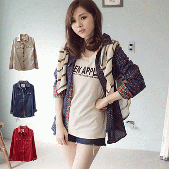 ROSE.簡約無印款繡點襯衫3色 藍系