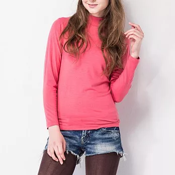 【MORINO】極暖發熱長袖半高領衫(女)-粉紅色M粉紅色
