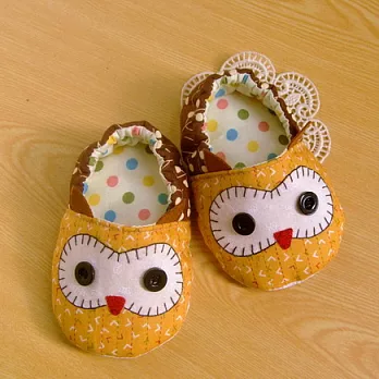 手縫ok!-貓頭鷹嬰兒鞋(拼布材料包)