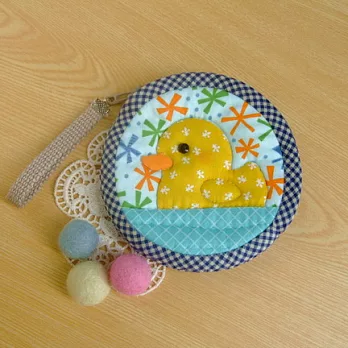 手縫ok!-黃色小鴨零錢包(拼布材料包)