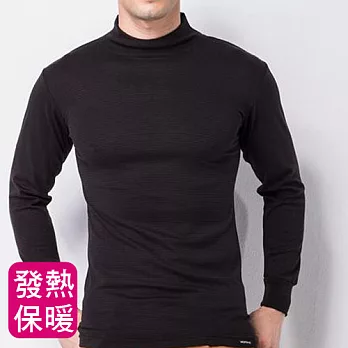 【MORINO】極暖長袖高領發熱衣(男)-黑色L黑色