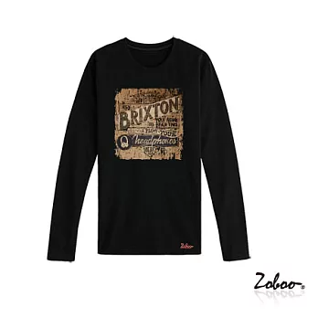 【男人幫Man’s Shop】AZ010*【純棉長袖圓領T恤-美式復古經典標誌】黑色 S號