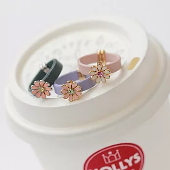 Enya★清秀亮麗 粉彩皮質指環綴花朵戒指粉色#13