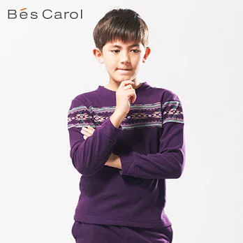 【Bés Carol】圓領印花家居套裝(上衣+褲)L水晶紫
