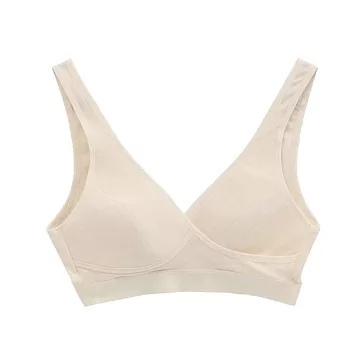 【和諧生活有機棉】無鋼圈胸罩S原棉米白