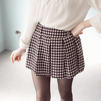 ROSE.學院風復古千鳥褲裙黑系