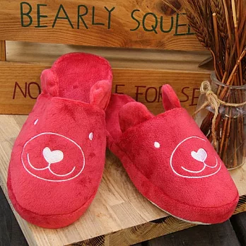 可愛絨毛拖鞋/蘋果紅