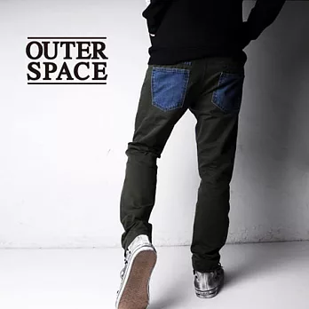 OUTERSPACE 牛仔拼接工作褲30牛仔拼接