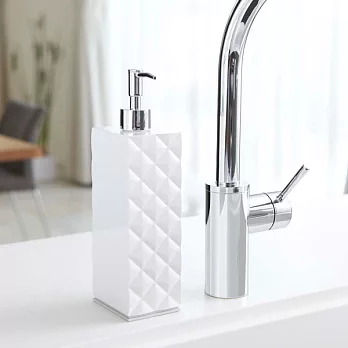 【Yamazaki】廚房用鑽石亮彩乳液瓶-L(白)