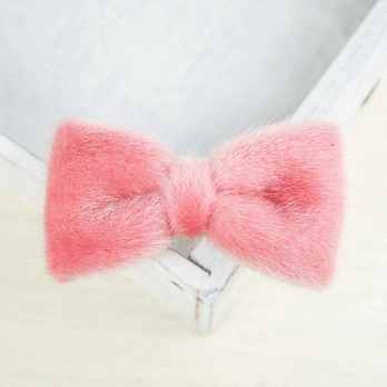 【PinkyPinky Boutique】短毛絲絨蝴蝶結髮夾(粉紅色)
