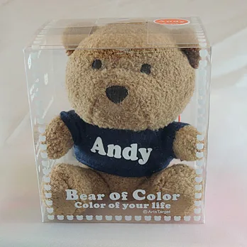 英文名繽紛熊-Andy-藏青色衣服-白色字