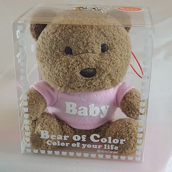 英文名繽紛熊-Baby-粉紅色衣服-白色字