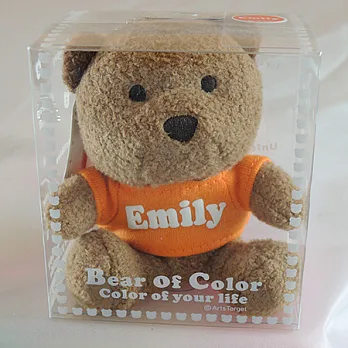 英文名繽紛熊-Emily-橘色衣服-白色字