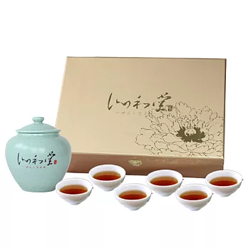 【沁和堂】汝窯瓷金磚禮盒-金萱蜜紅茶100g+故宮釉飲杯6只/組