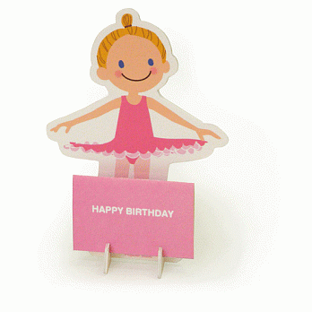 >芭蕾舞者HAPPY BIRTHDAY 組合式生日卡粉紅色