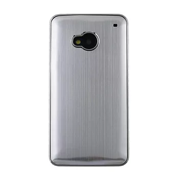 Lilycoco HTC New One M7 金屬質感髮絲紋保護殼銀色