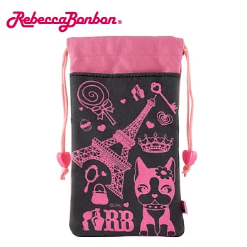 Rebecca Bonbon 彩繪雙層收納束口袋-繽紛剪影(黑桃)大