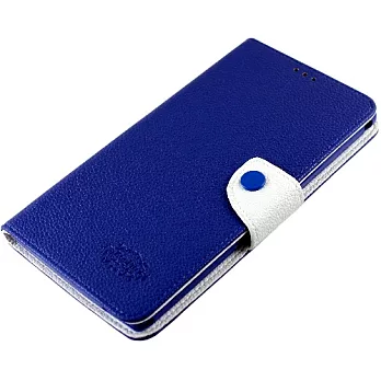 KooPin LG G2 (D802) 雙料縫線 側掀(立架式)皮套寶石藍