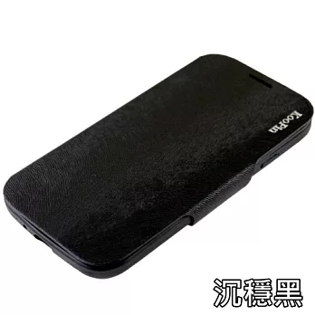 KooPin HTC One mini 貂紋薄型 可立式側掀皮套沉穩黑