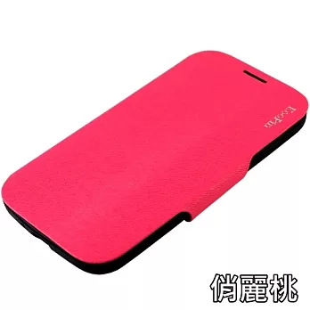 KooPin Apple iPhone 5C 貂紋薄型 可立式側掀皮套俏麗桃